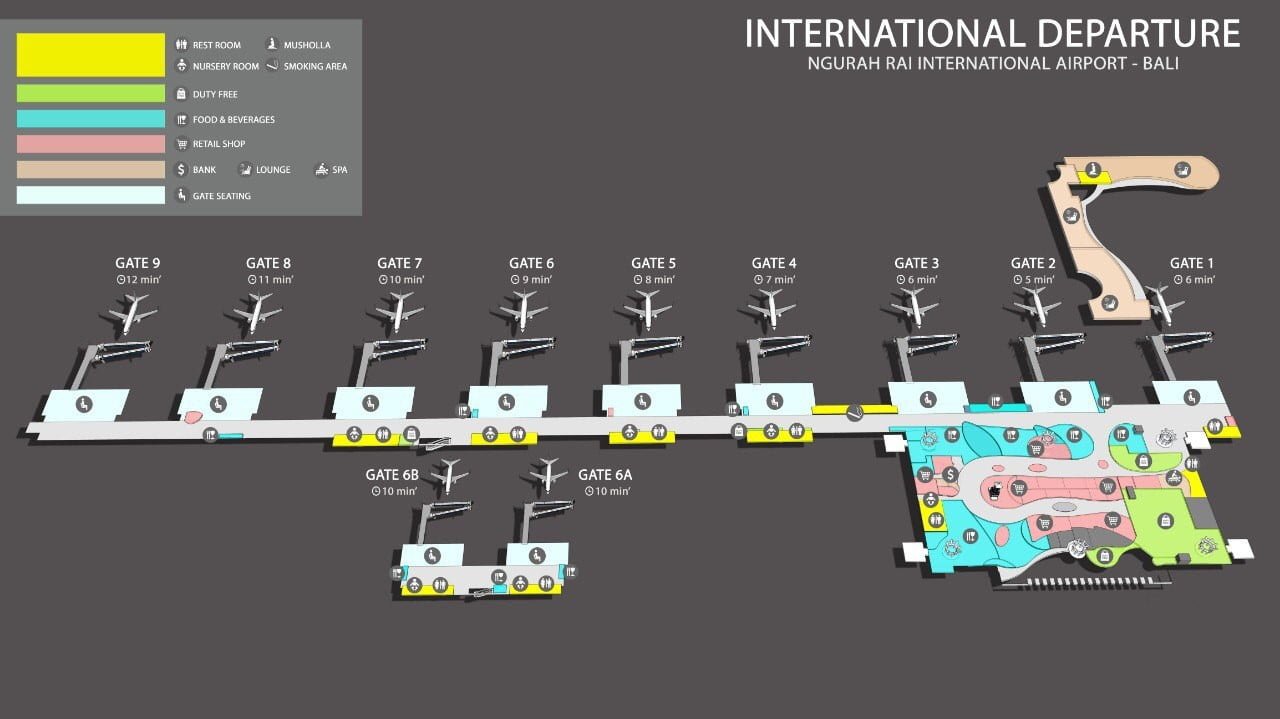 DPS Bali airport international departure map